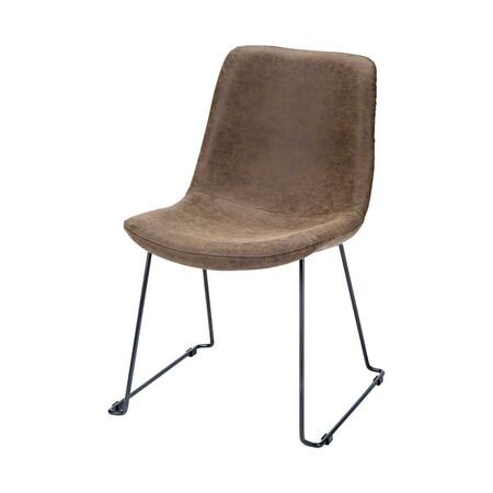 GFANCY FIXTURES Brown Faux Leather Seat with Black Iron Frame Dining Chair GF3672880